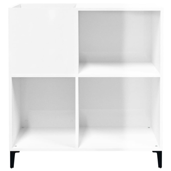 Mueble discos madera contrachapada blanco brillo 84,5x38x89 cm Mueble discos madera contrachapada blanco brillo 84,5x38x89 cm