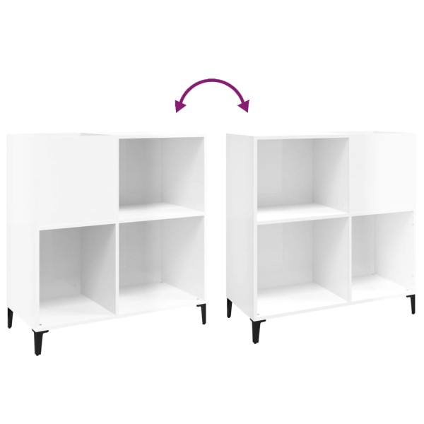 Mueble discos madera contrachapada blanco brillo 84,5x38x89 cm Mueble discos madera contrachapada blanco brillo 84,5x38x89 cm