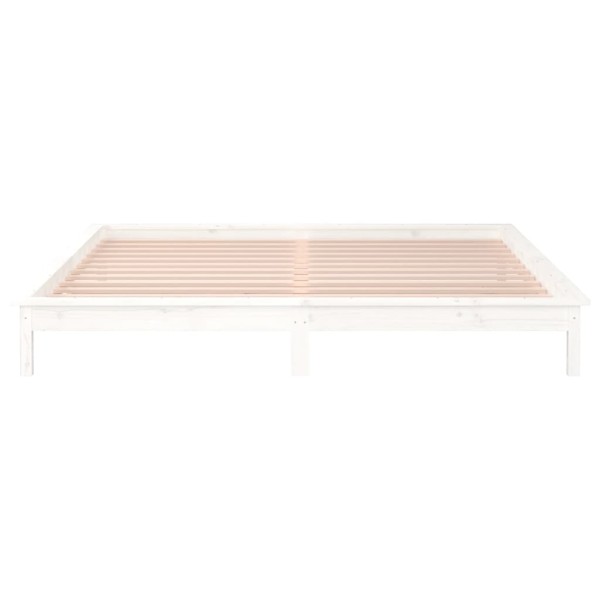 Estructura de cama con LED madera maciza blanca 200x200 cm Estructura de cama con LED madera maciza blanca 200x200 cm