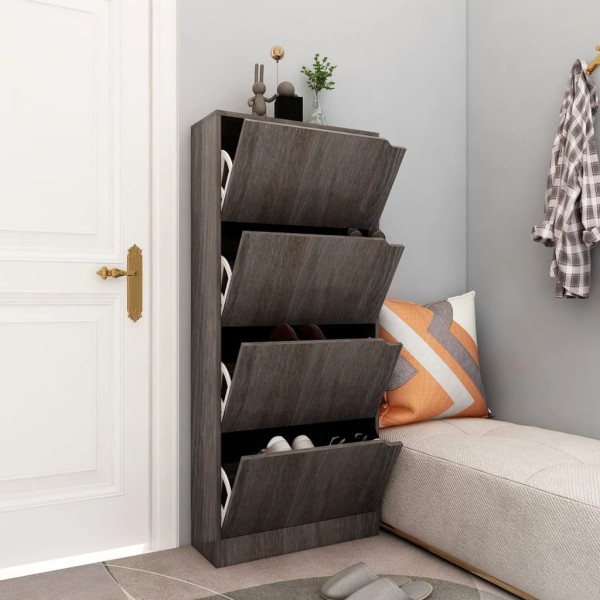 Zapatero 4 puertas madera ingeniería gris Sonoma 59x24x136 cm Zapatero 4 puertas madera ingeniería gris Sonoma 59x24x136 cm