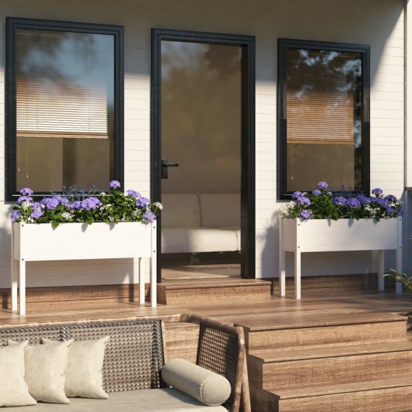 Jardineras 2 uds madera maciza de pino blanca 110x31x70 cm Jardineras 2 uds madera maciza de pino blanca 110x31x70 cm