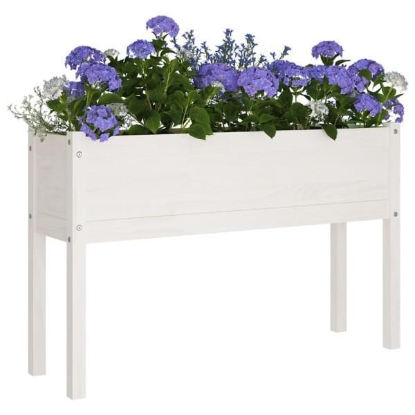 Jardineras 2 uds madera maciza de pino blanca 110x31x70 cm Jardineras 2 uds madera maciza de pino blanca 110x31x70 cm