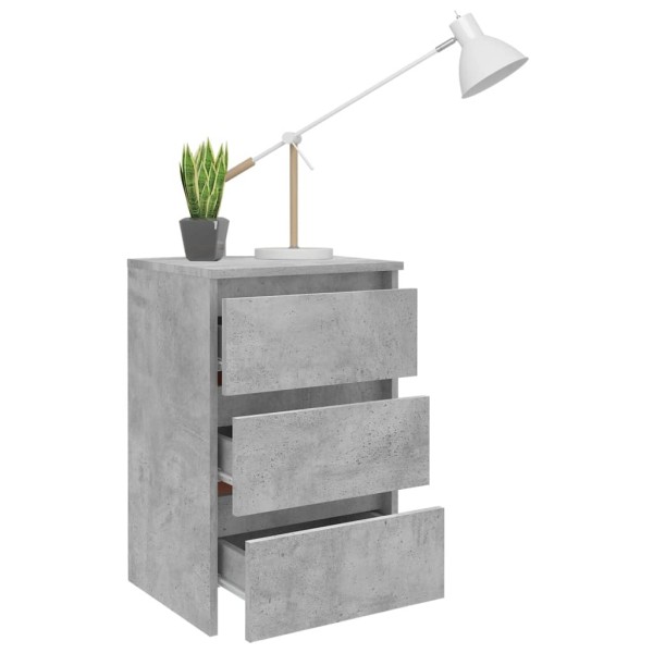 Mesita de noche madera contrachapada gris hormigón 40x35x62,5cm