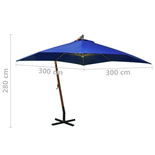 Sombrilla colgante con palo madera de abeto azul celeste 3x3 m Sombrilla colgante con palo madera de abeto azul celeste 3x3 m
