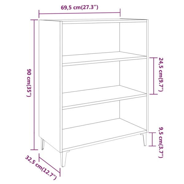Aparador de madera contrachapada gris Sonoma 69,5x32,5x90 cm Aparador de madera contrachapada gris Sonoma 69,5x32,5x90 cm