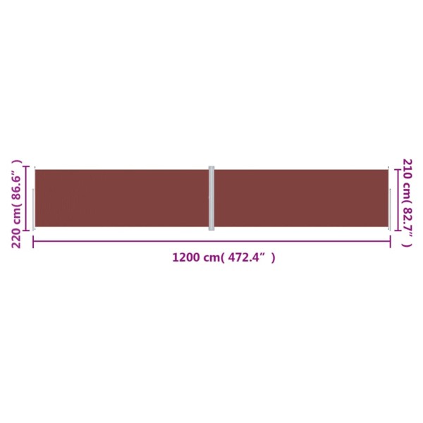 Toldo lateral retráctil marrón 220x1200 cm Toldo lateral retráctil marrón 220x1200 cm