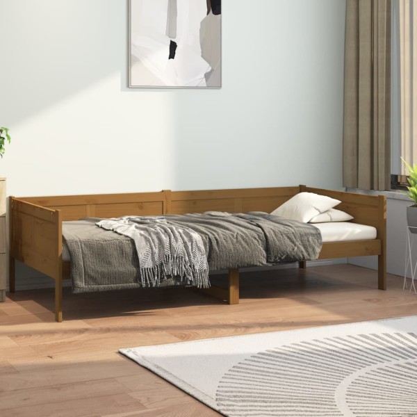 Sofá cama de madera maciza de pino marrón miel 90x190 cm Sofá cama de madera maciza de pino marrón miel 90x190 cm