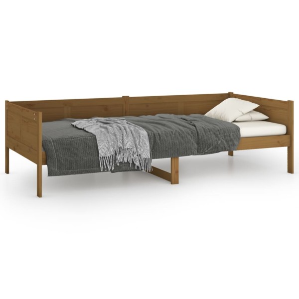 Sofá cama de madera maciza de pino marrón miel 90x190 cm Sofá cama de madera maciza de pino marrón miel 90x190 cm