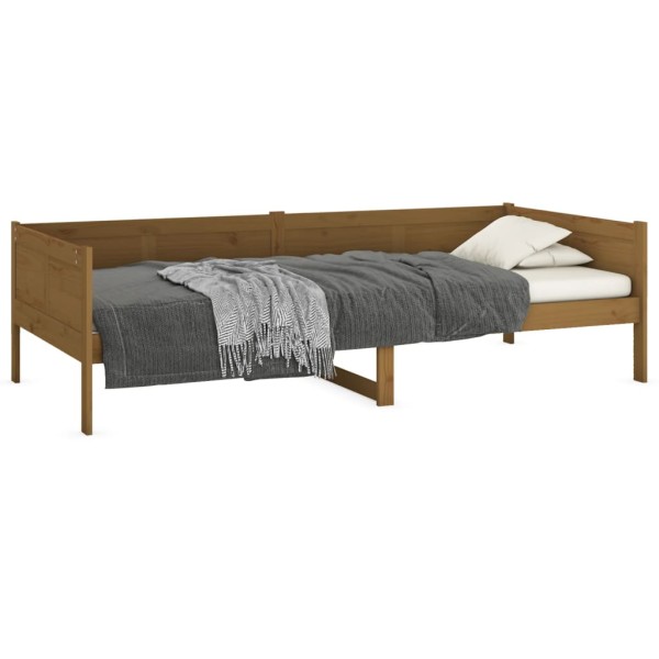 Sofá cama de madera maciza de pino marrón miel 90x190 cm Sofá cama de madera maciza de pino marrón miel 90x190 cm