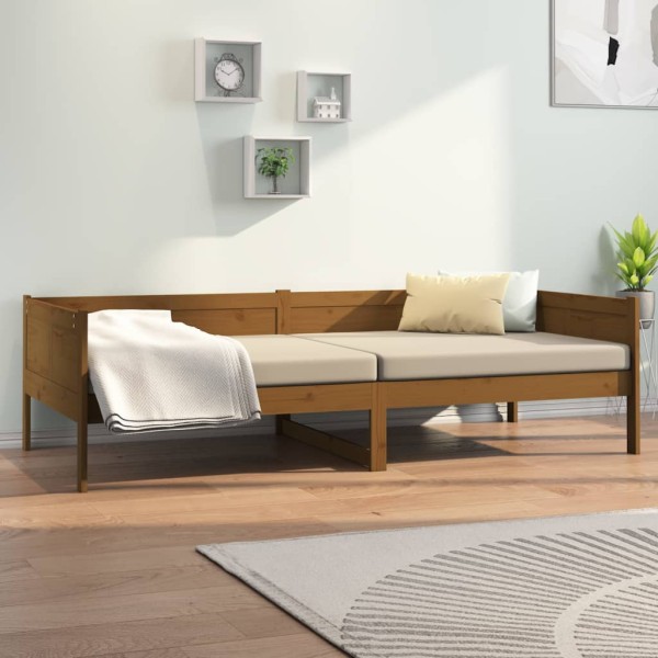 Sofá cama de madera maciza de pino marrón miel 90x190 cm Sofá cama de madera maciza de pino marrón miel 90x190 cm