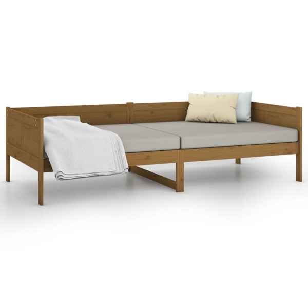 Sofá cama de madera maciza de pino marrón miel 90x190 cm Sofá cama de madera maciza de pino marrón miel 90x190 cm
