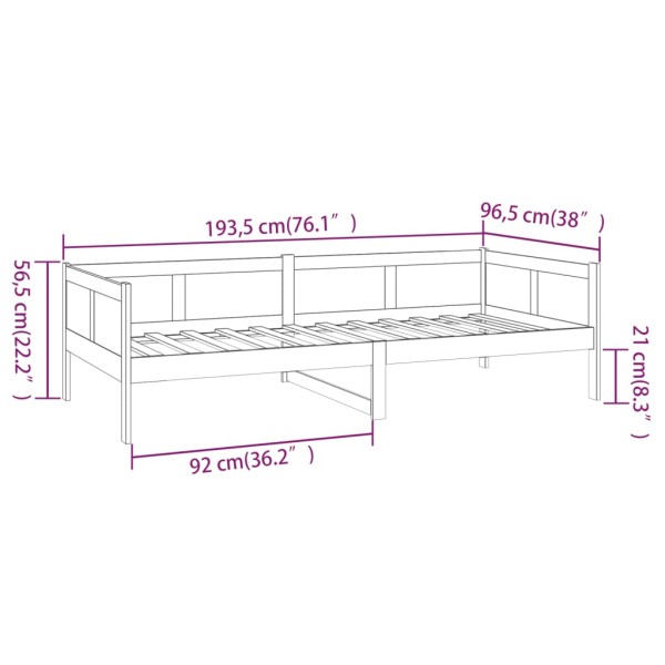 Sofá cama de madera maciza de pino marrón miel 90x190 cm Sofá cama de madera maciza de pino marrón miel 90x190 cm