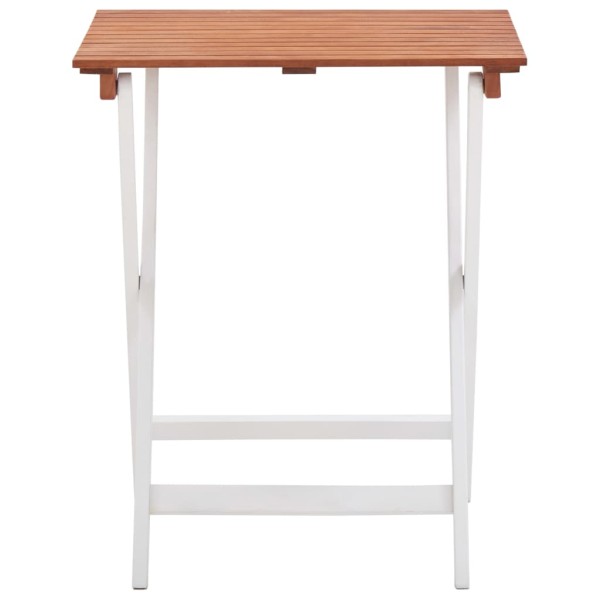 Set muebles jardín 3 pzas madera maciza acacia marrón y blanco Set muebles jardín 3 pzas madera maciza acacia marrón y blanco
