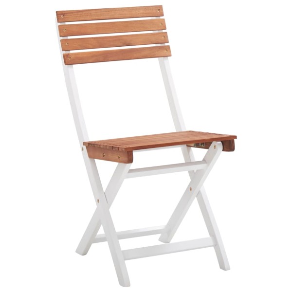 Set muebles jardín 3 pzas madera maciza acacia marrón y blanco Set muebles jardín 3 pzas madera maciza acacia marrón y blanco