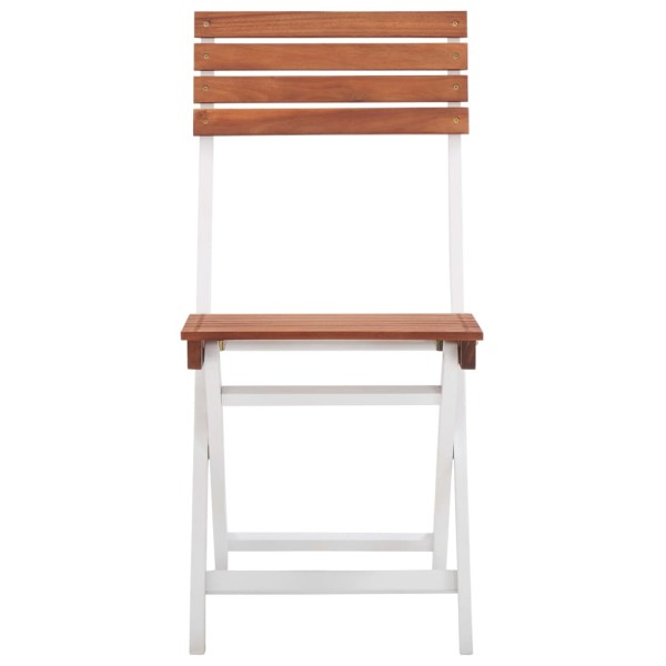 Set muebles jardín 3 pzas madera maciza acacia marrón y blanco Set muebles jardín 3 pzas madera maciza acacia marrón y blanco