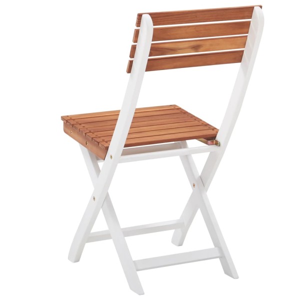 Set muebles jardín 3 pzas madera maciza acacia marrón y blanco Set muebles jardín 3 pzas madera maciza acacia marrón y blanco