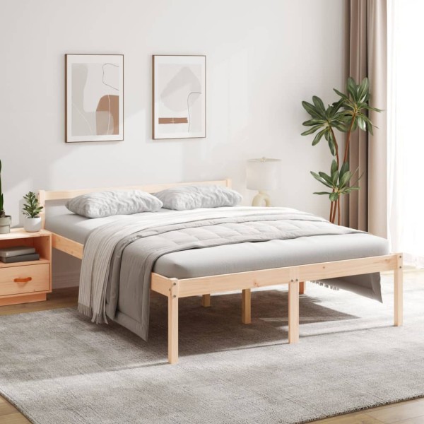 Cama para personas mayores madera maciza de pino 150x200 cm Cama para personas mayores madera maciza de pino 150x200 cm