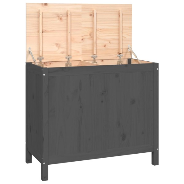 Baúl para la colada madera maciza de pino gris 88,5x44x76 cm