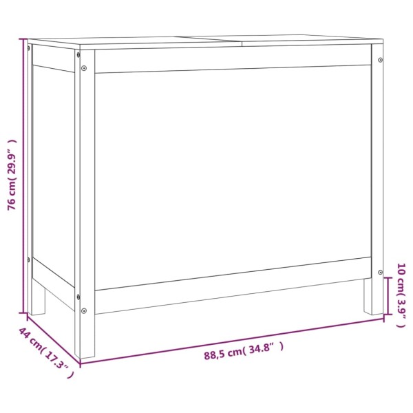 Baúl para la colada madera maciza de pino gris 88,5x44x76 cm