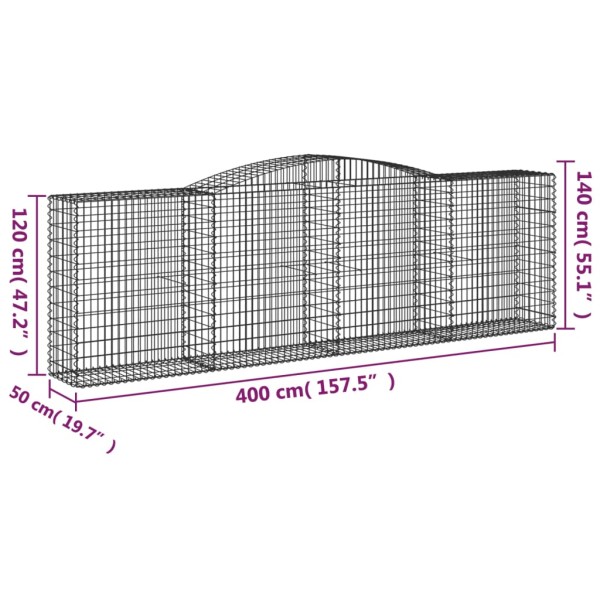 Cesta gaviones forma arco hierro galvanizado 400x50x120/140 cm Cesta gaviones forma arco hierro galvanizado 400x50x120/140 cm