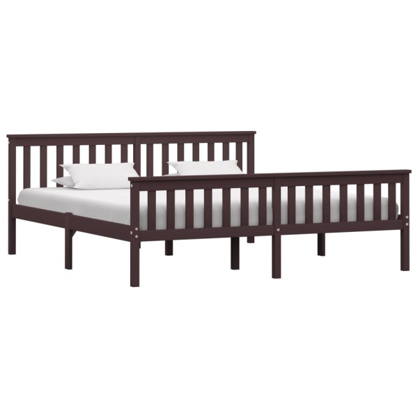 Estructura de cama madera maciza pino marrón oscuro 180x200 cm Estructura de cama madera maciza pino marrón oscuro 180x200 cm