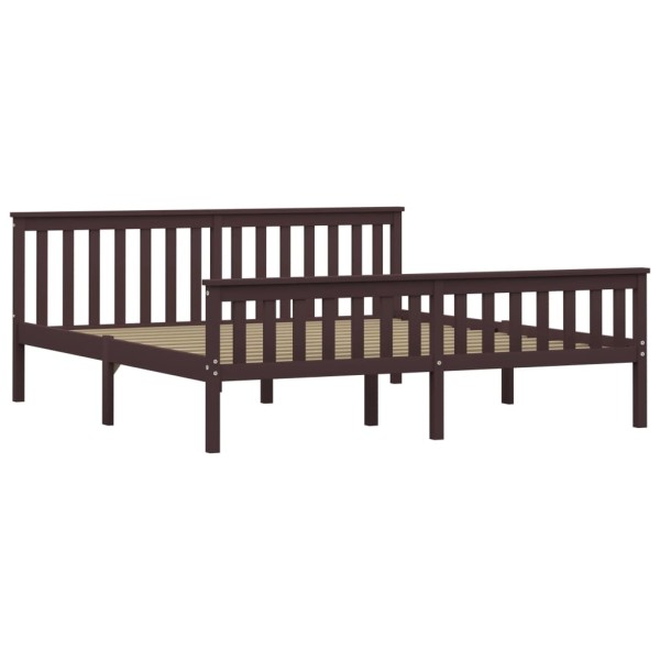 Estructura de cama madera maciza pino marrón oscuro 180x200 cm Estructura de cama madera maciza pino marrón oscuro 180x200 cm