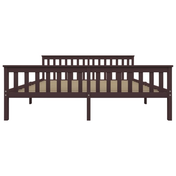 Estructura de cama madera maciza pino marrón oscuro 180x200 cm Estructura de cama madera maciza pino marrón oscuro 180x200 cm