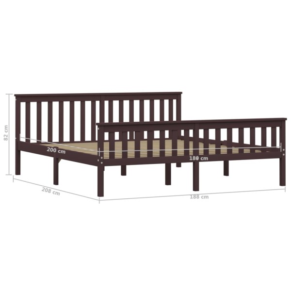 Estructura de cama madera maciza pino marrón oscuro 180x200 cm Estructura de cama madera maciza pino marrón oscuro 180x200 cm