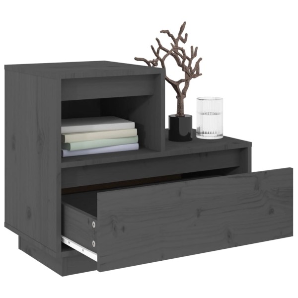Mesita de noche madera maciza de pino gris 60x34x51 cm Mesita de noche madera maciza de pino gris 60x34x51 cm