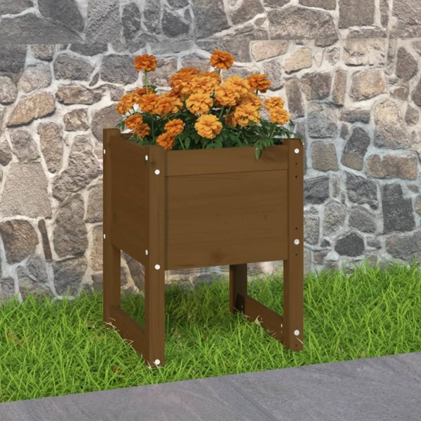 Jardinera madera maciza de pino marrón miel 40x40x52,5 cm Jardinera madera maciza de pino marrón miel 40x40x52,5 cm