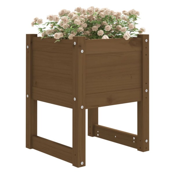 Jardinera madera maciza de pino marrón miel 40x40x52,5 cm Jardinera madera maciza de pino marrón miel 40x40x52,5 cm