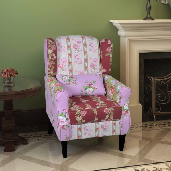 Sillón con diseño de retales de tela
