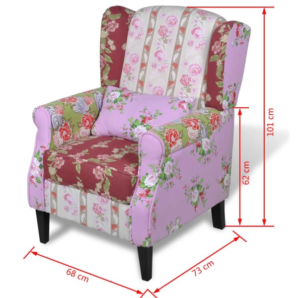 Sillón con diseño de retales de tela