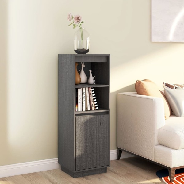 Aparador alto de madera maciza de pino gris 37x34x110 cm Aparador alto de madera maciza de pino gris 37x34x110 cm