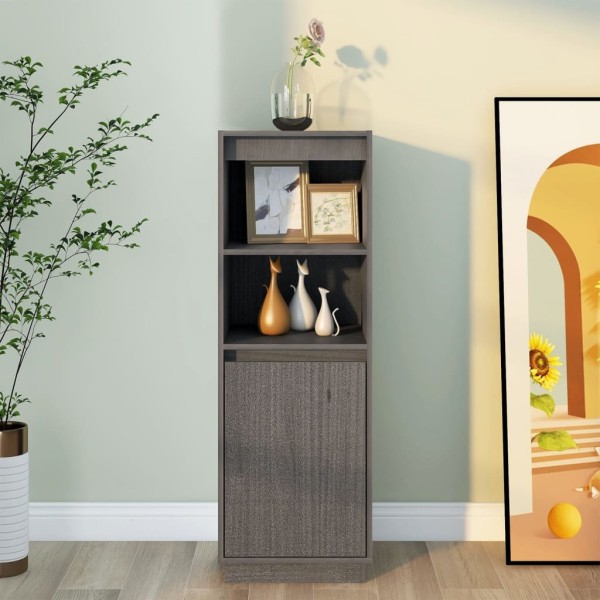 Aparador alto de madera maciza de pino gris 37x34x110 cm Aparador alto de madera maciza de pino gris 37x34x110 cm