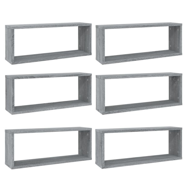 Estantes cúbicos de pared 6 uds madera gris Sonoma 60x15x23 cm Estantes cúbicos de pared 6 uds madera gris Sonoma 60x15x23 cm
