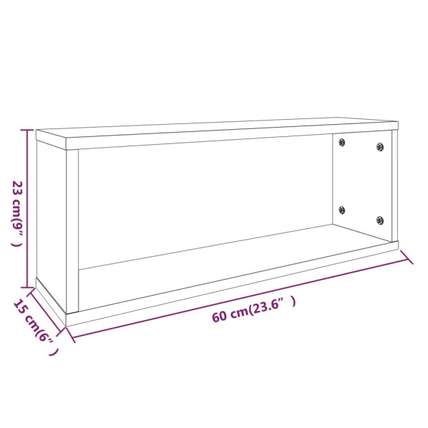 Estantes cúbicos de pared 6 uds madera gris Sonoma 60x15x23 cm Estantes cúbicos de pared 6 uds madera gris Sonoma 60x15x23 cm