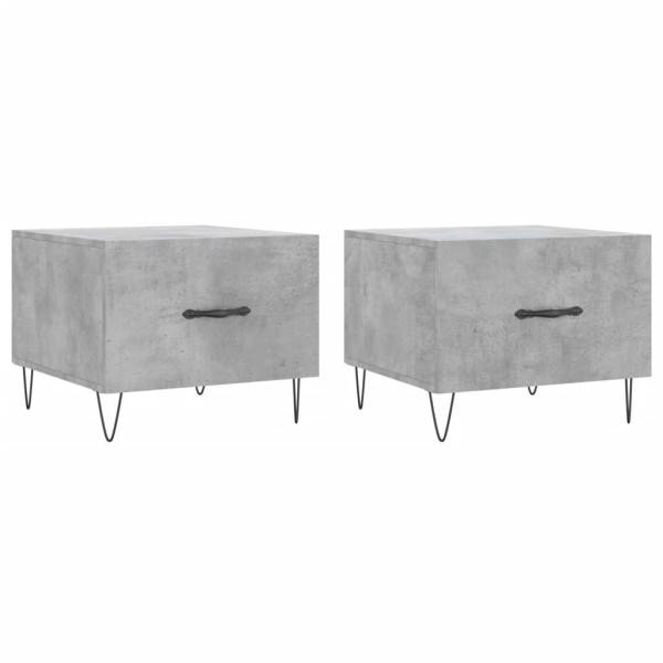 Mesa de centro 2 uds madera ingeniería gris hormigón 50x50x40cm Mesa de centro 2 uds madera ingeniería gris hormigón 50x50x40cm