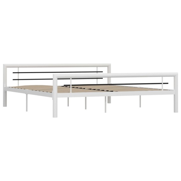 Estructura de cama de metal blanco y negro 180x200 cm