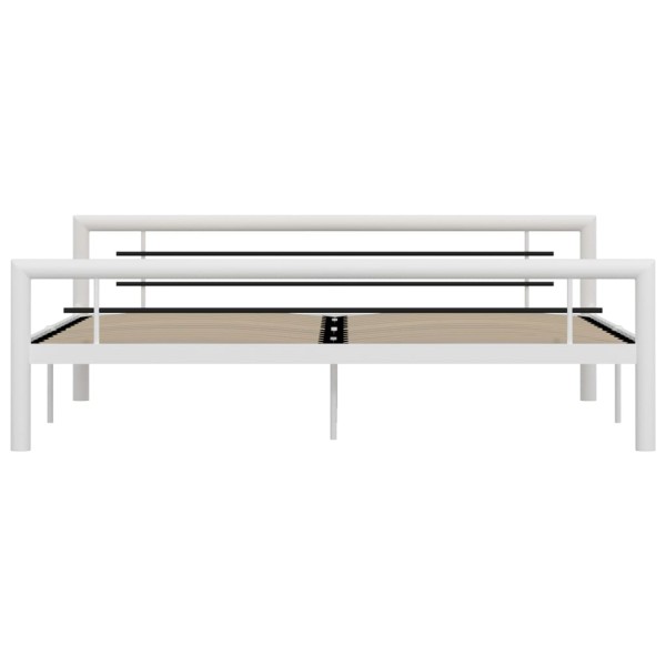 Estructura de cama de metal blanco y negro 180x200 cm