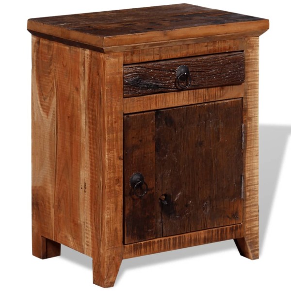 Mesita de noche de madera acacia maciza reciclada Mesita de noche de madera acacia maciza reciclada