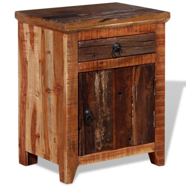Mesita de noche de madera acacia maciza reciclada Mesita de noche de madera acacia maciza reciclada