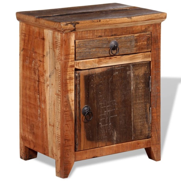 Mesita de noche de madera acacia maciza reciclada Mesita de noche de madera acacia maciza reciclada