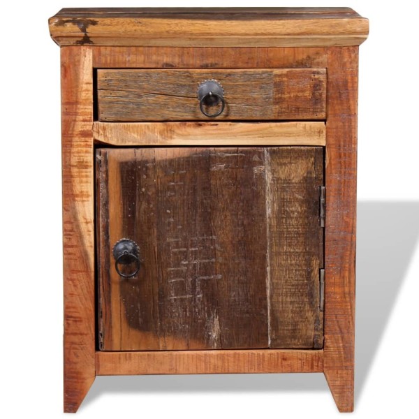 Mesita de noche de madera acacia maciza reciclada Mesita de noche de madera acacia maciza reciclada