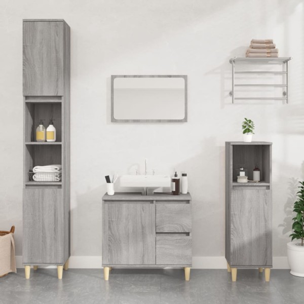 Armario de baño madera contrachapada gris Sonoma 30x30x100 cm Armario de baño madera contrachapada gris Sonoma 30x30x100 cm