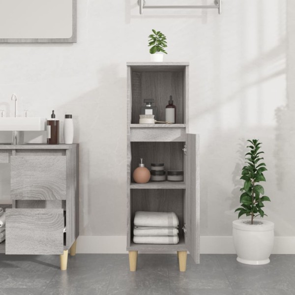 Armario de baño madera contrachapada gris Sonoma 30x30x100 cm Armario de baño madera contrachapada gris Sonoma 30x30x100 cm