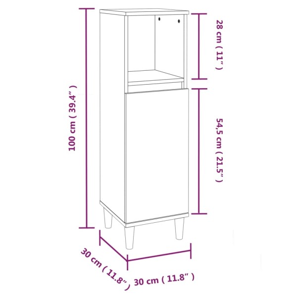 Armario de baño madera contrachapada gris Sonoma 30x30x100 cm Armario de baño madera contrachapada gris Sonoma 30x30x100 cm