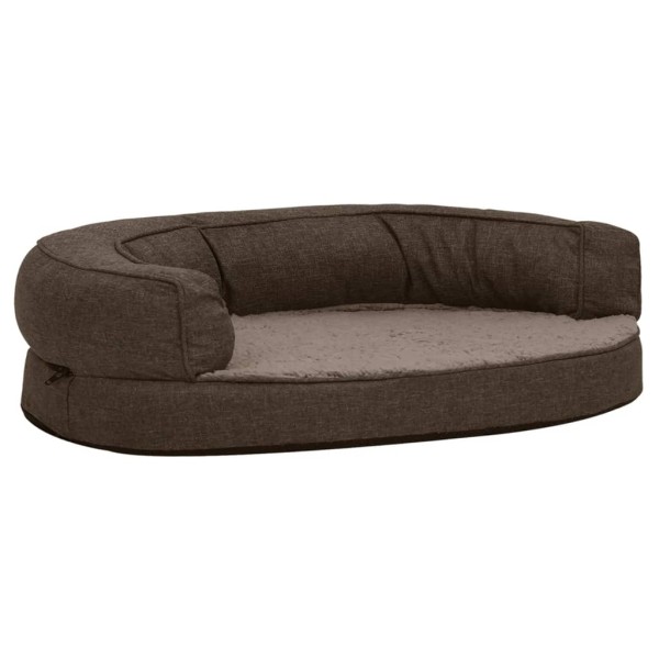 Colchón de cama de perro ergonómico aspecto lino marrón 75x53cm Colchón de cama de perro ergonómico aspecto lino marrón 75x53cm