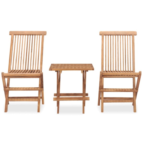 Set de comedor de jardín plegable 3 pzas madera maciza de teca Set de comedor de jardín plegable 3 pzas madera maciza de teca