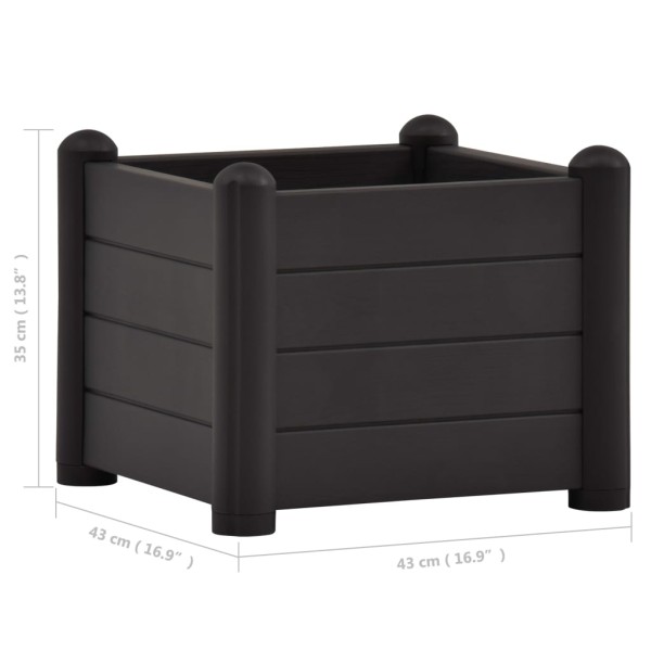 Arriate de jardín PP gris antracita 43x43x35 cm Arriate de jardín PP gris antracita 43x43x35 cm